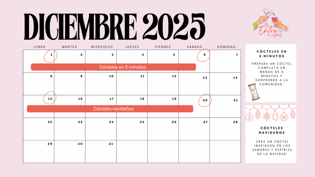 Calendario retos de diciembre