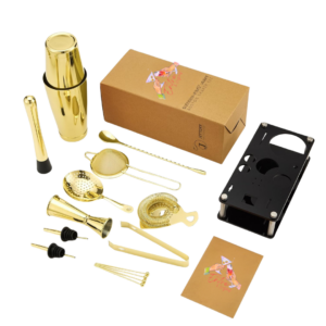 Kit de bartender profesional con soporte acrílico (Plata / Oro)